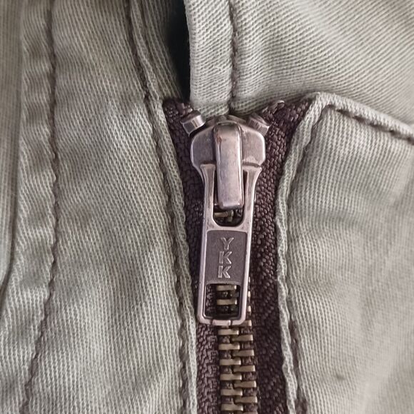 Mossimo Supply Co Large Women Green Utility Military Jacket Hoodie‎ Knit Sleeves - Picture 6 of 12